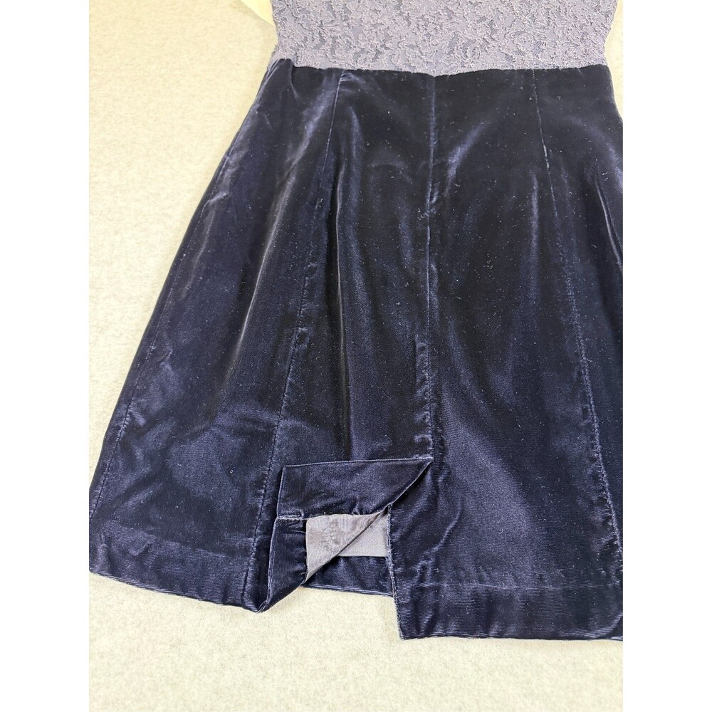 Vtg Velvet Lace Dress Sz 8 Navy 90s Witchy Whimsigoth Apart Impressions‎ SKU146 - Picture 8 of 9